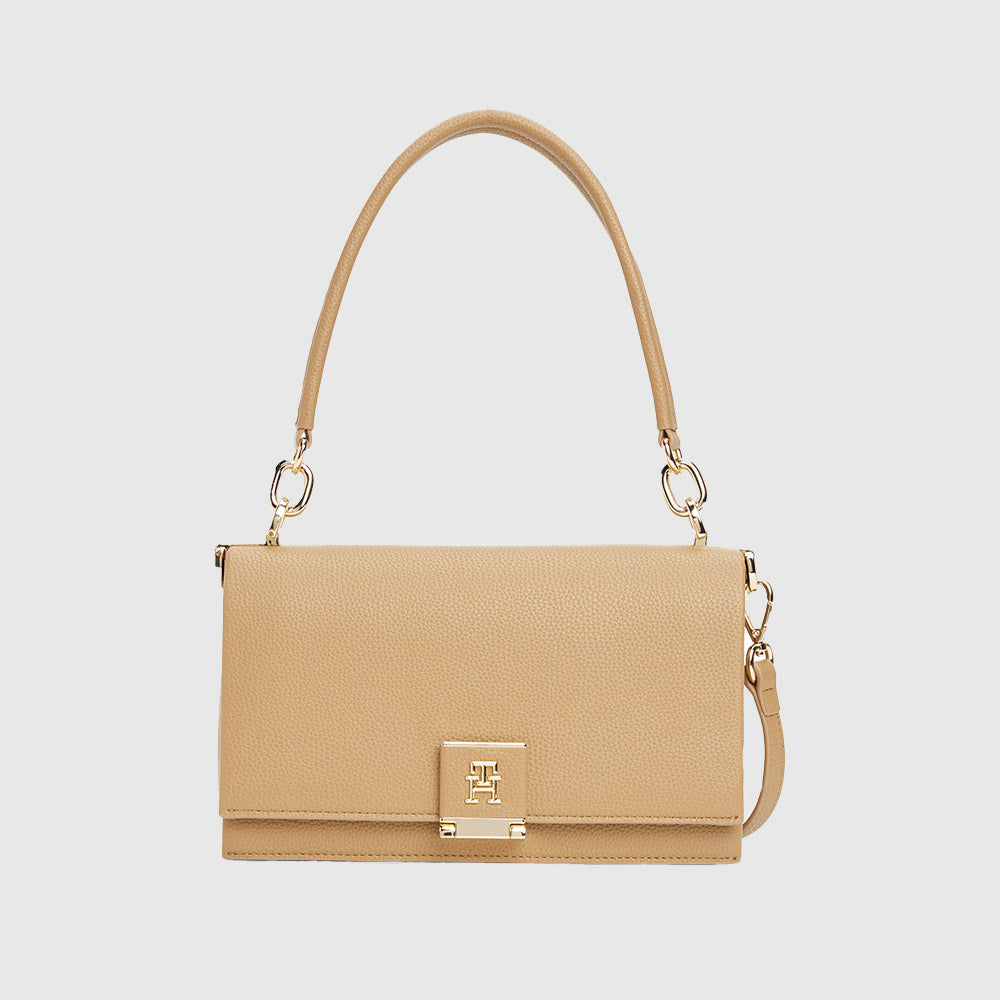 Textured Flap Shoulder Bag - Safari Canvas