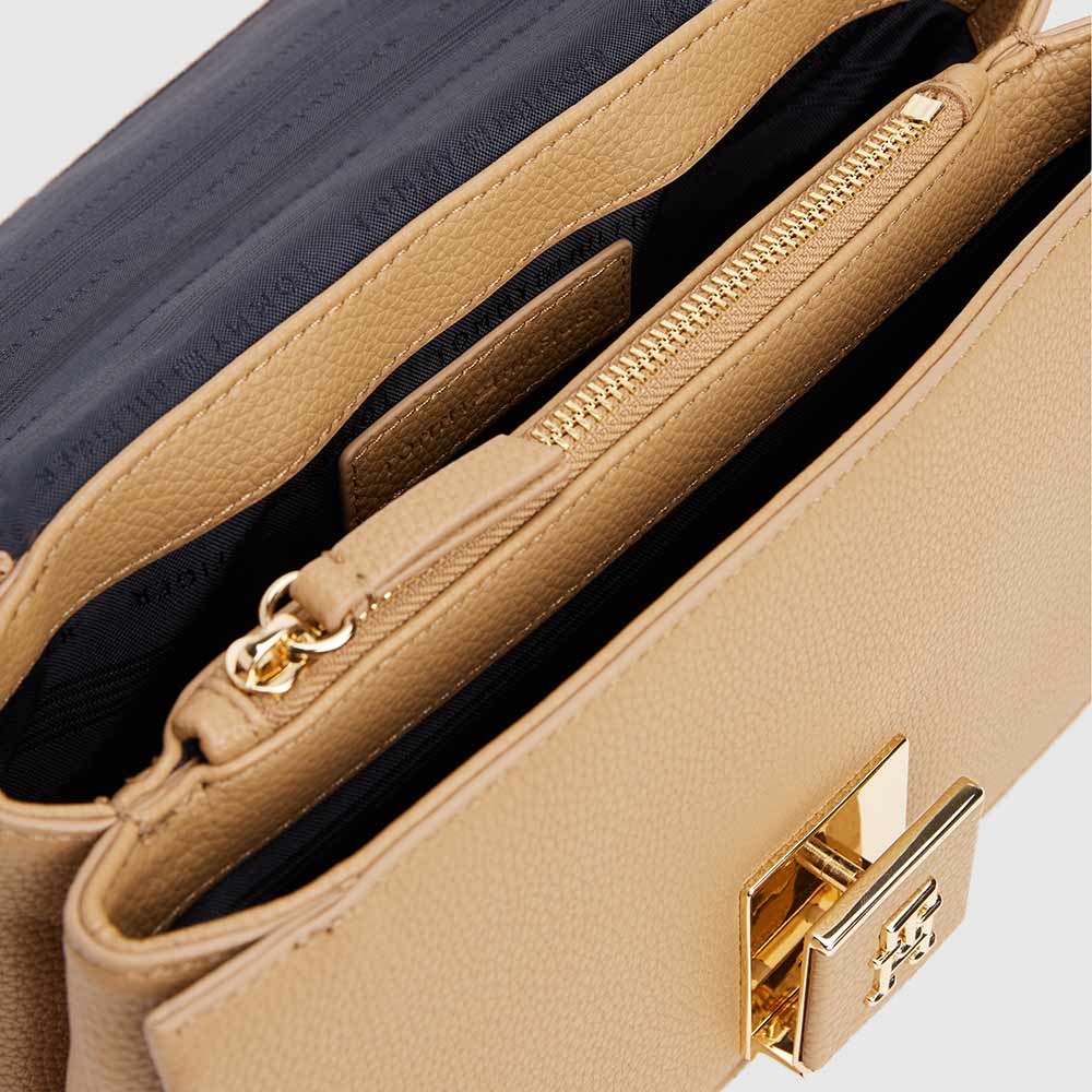 Textured Flap Shoulder Bag - Safari Canvas