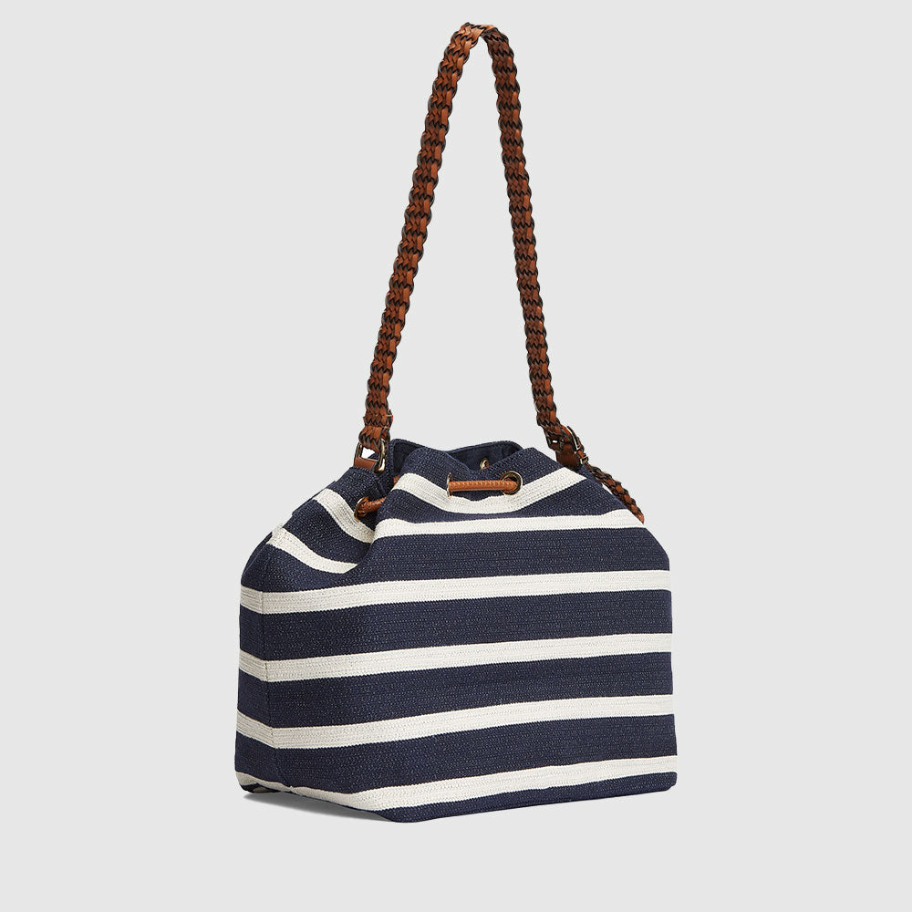 Stripe Logo Adjustable Bucket Bag - Navy Multi