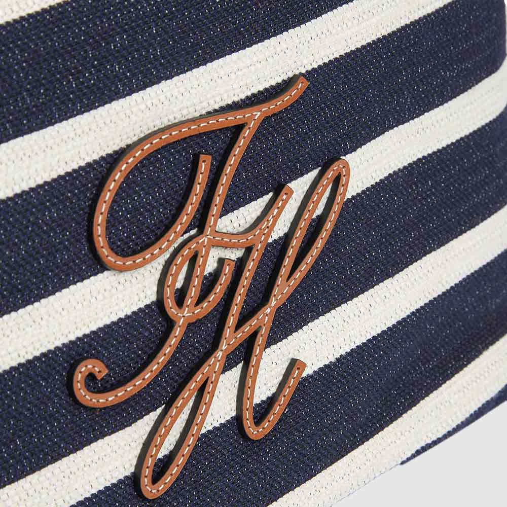 Stripe Logo Adjustable Bucket Bag - Navy Multi