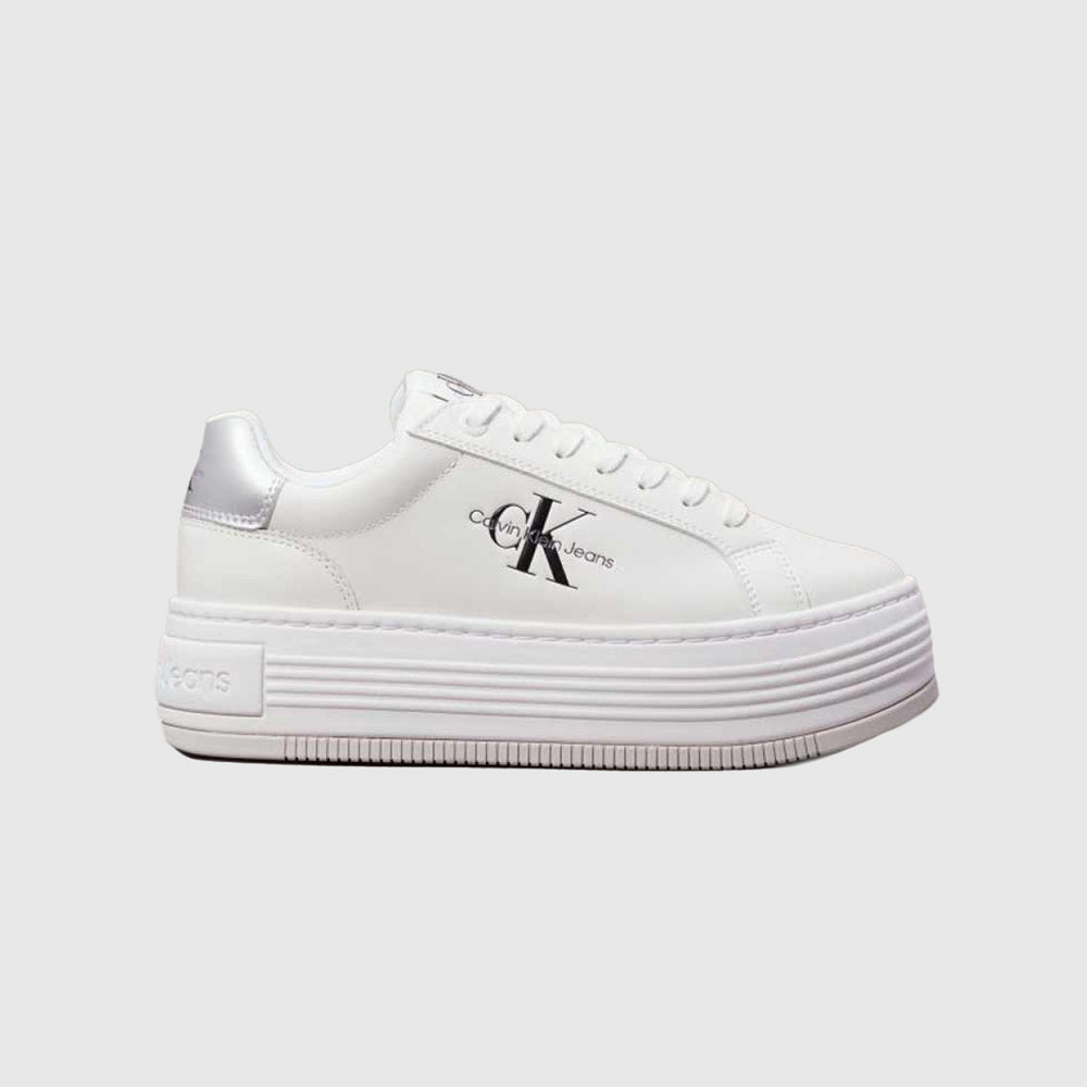 Calvin Klein Bold Platform Leather Sneaker - White |ThirdBaseUrban
