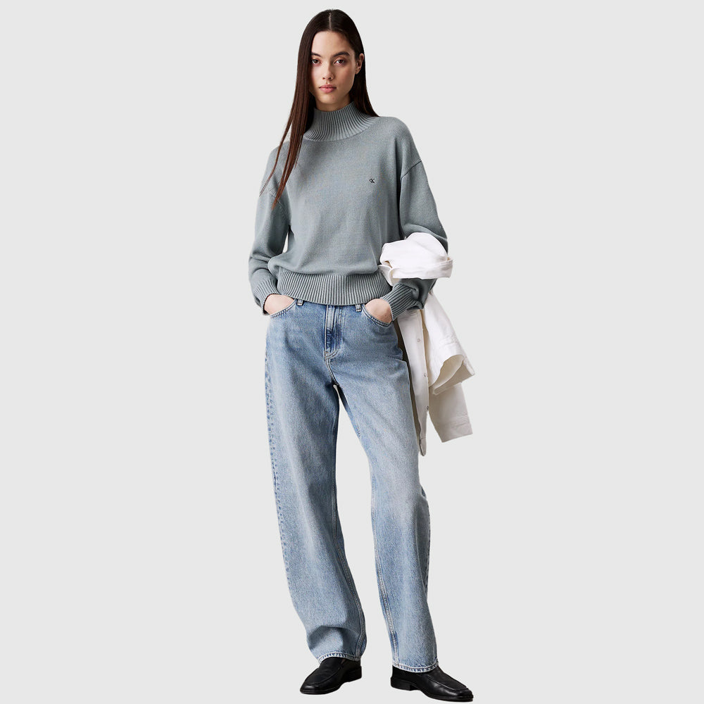 Monogram High Neck Sweater - Teal