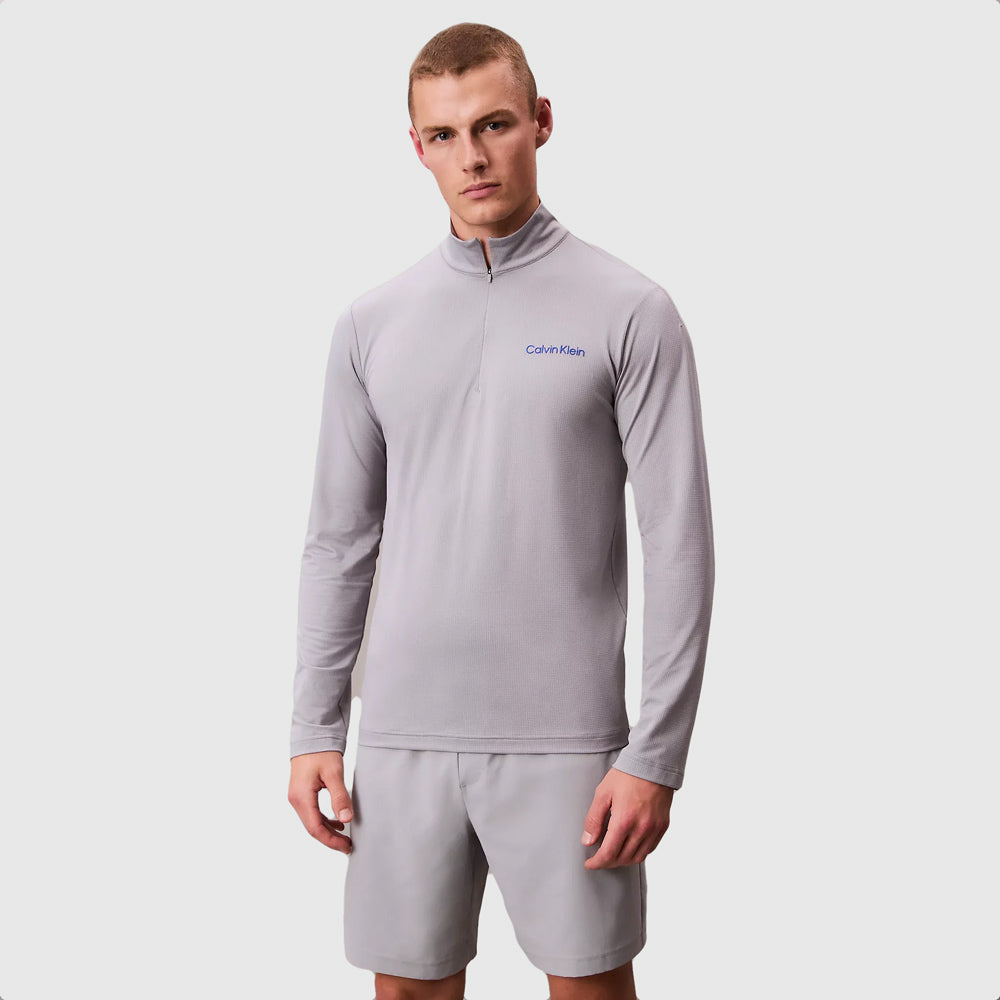 Calvin Klein Performance Zip T-Shirt - Light Grey |ThirdBaseUrban