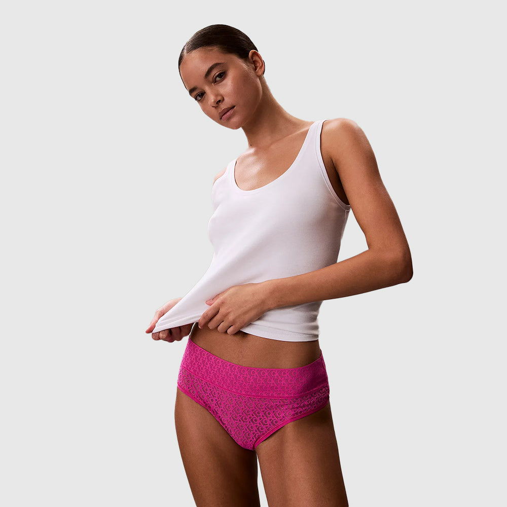 Brazilian Logo Lace Brief - Magenta