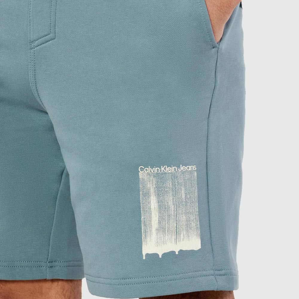Brush Stroke Graphic Shorts - Teal