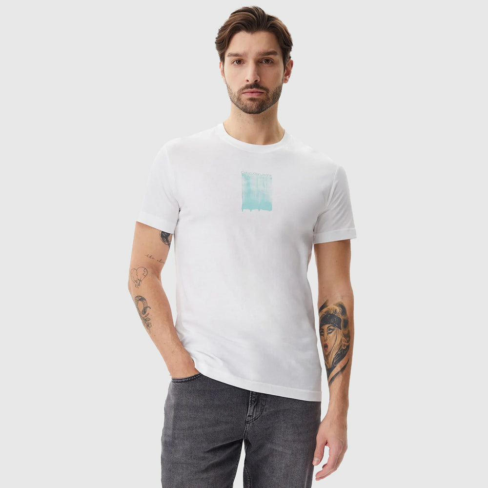 Calvin Klein Brush Stroke Graphic T-Shirt - White |ThirdBaseUrban