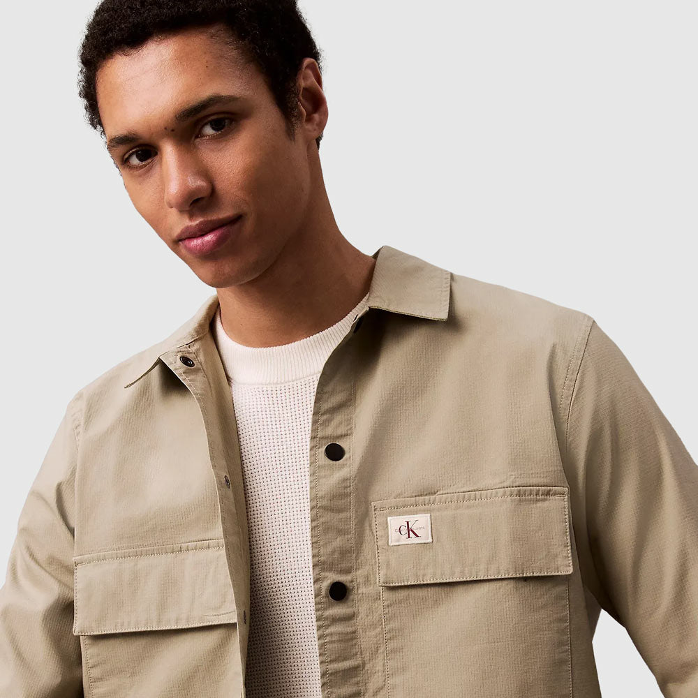 Cotton Cargo Overshirt - Brown