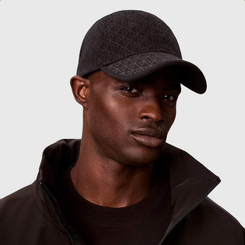 Calvin Klein Emblem Leather Patch Cap - Black |ThirdBaseUrban