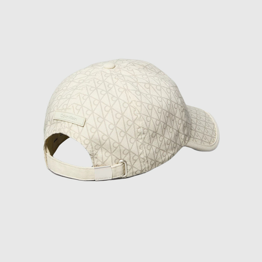 Print Leather Cap - Offwhite