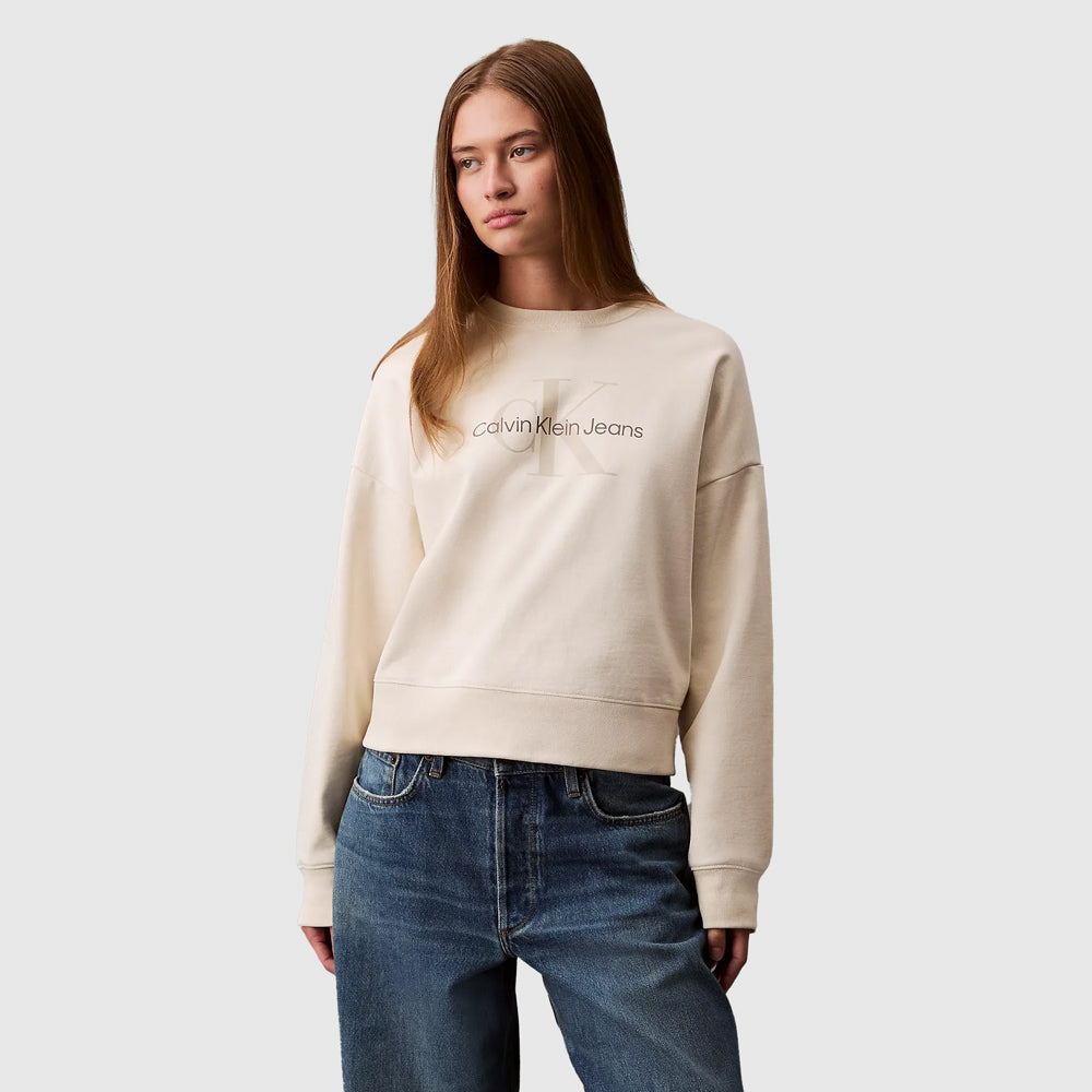 Calvin Klein Monologo French Terry Sweater - Offwhite |ThirdBaseUrban