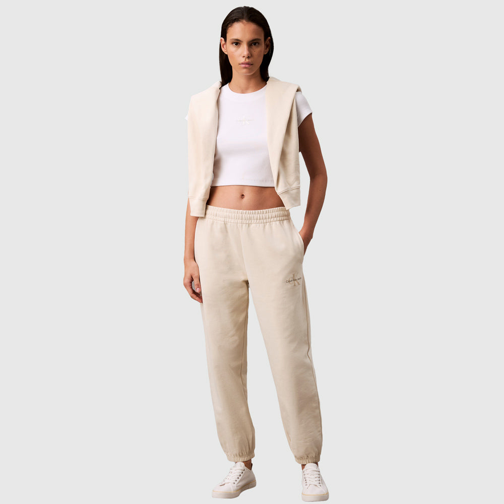 Calvin Klein Monologo French Terry Jogger - Offwhite |ThirdBaseUrban
