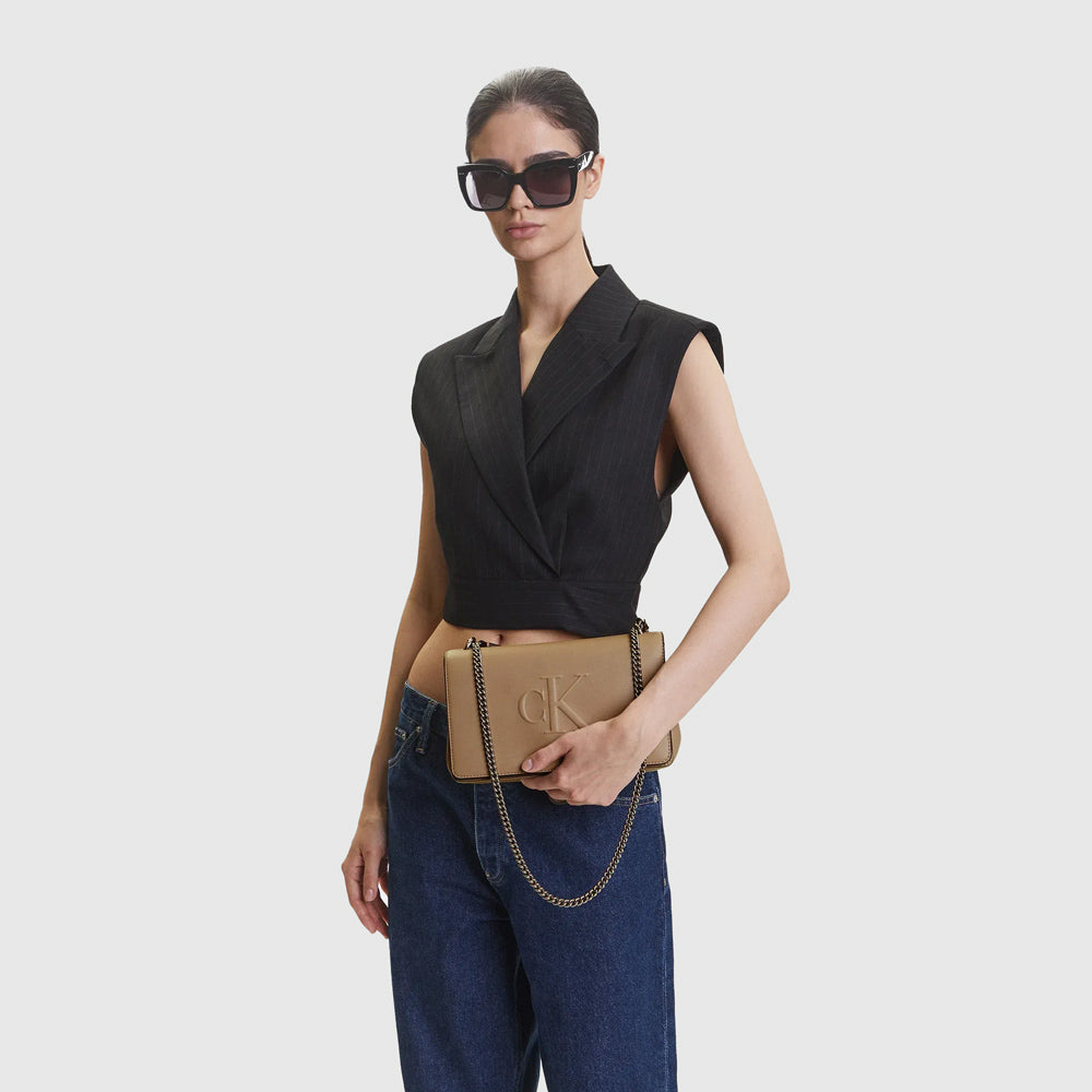 Sculpted Shoulder Bag - Beige