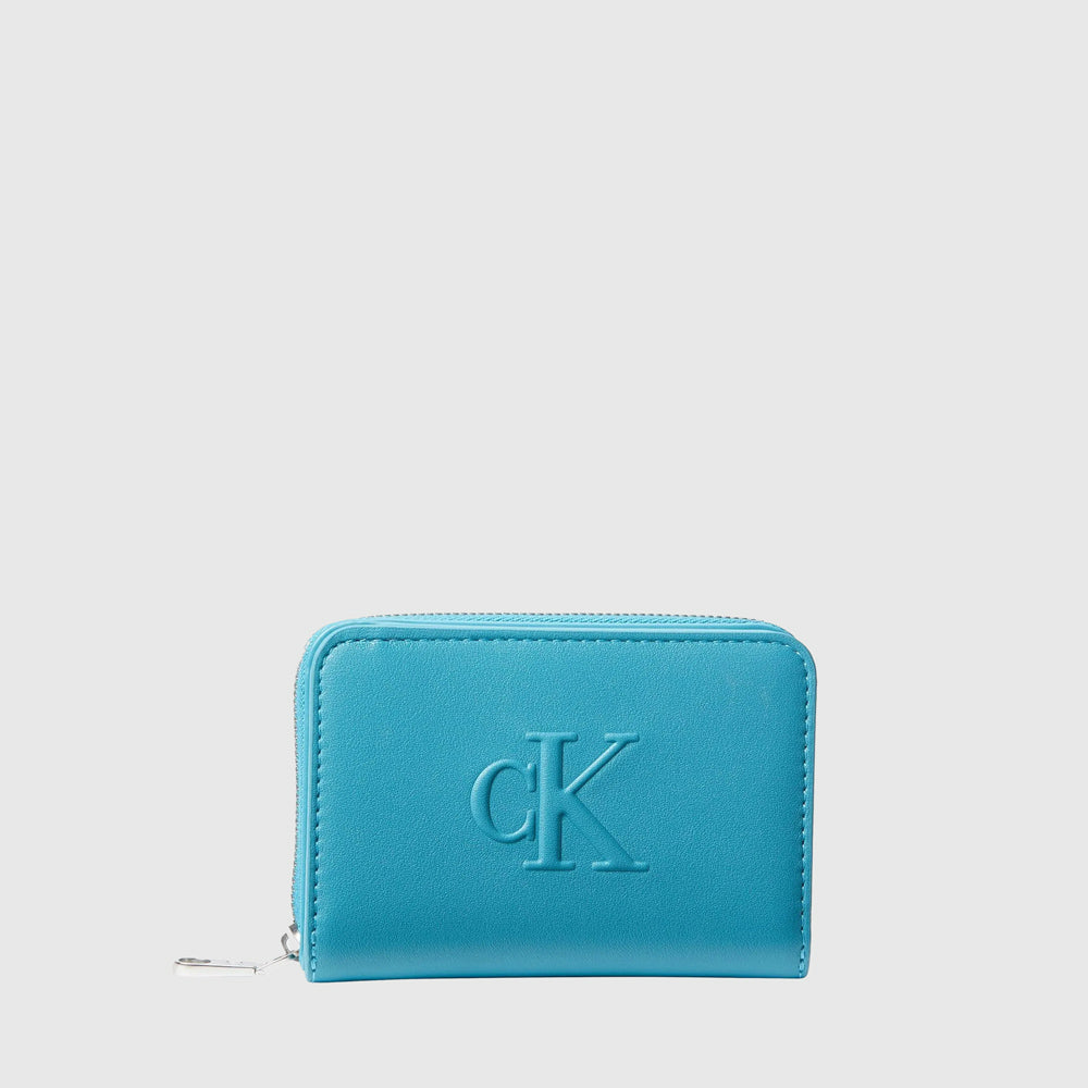 Calvin Klein Sculpted Zip Flap Wallet - Teal |ThirdBaseUrban