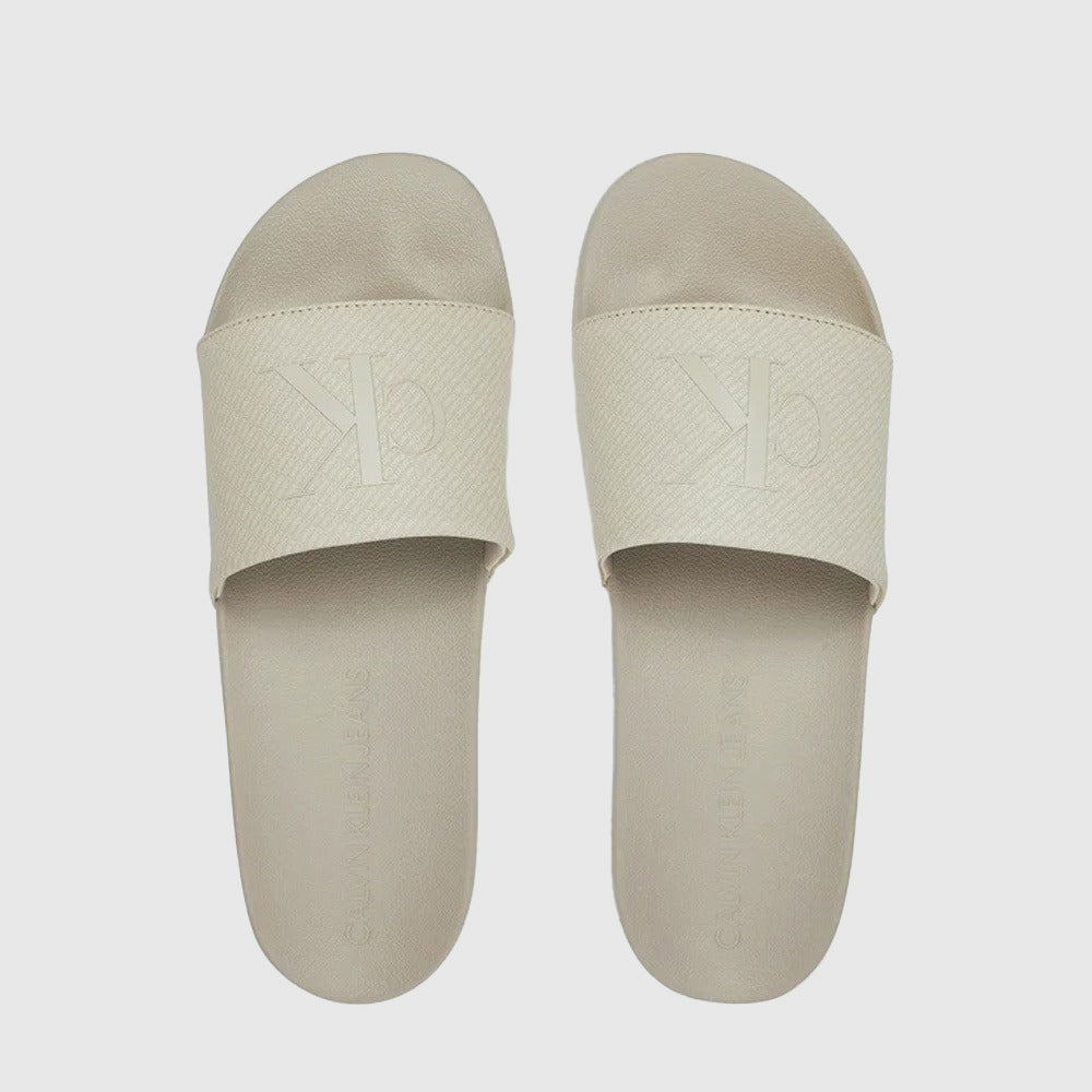 Calvin Klein Aop Print Slide - Beige |ThirdBaseUrban