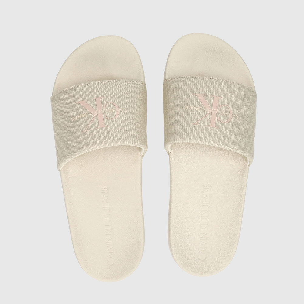 Calvin Klein Slide Monogram - Beige  |ThirdBaseUrban