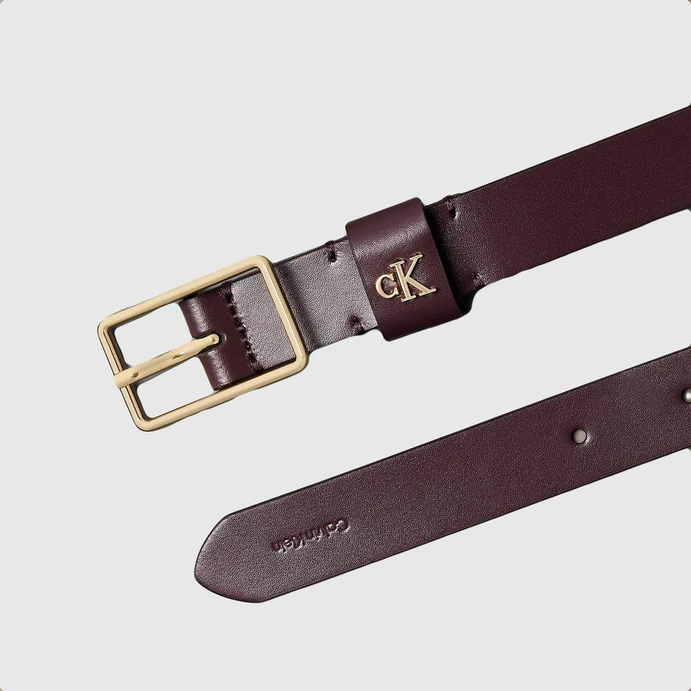 Square Buckle Ck Loop Belt - Burgundy