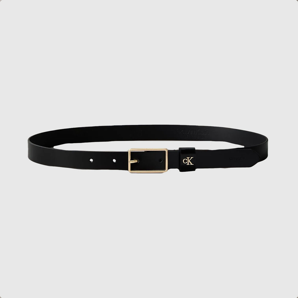 Square Buckle Ck Loop Belt 25Mm - Black