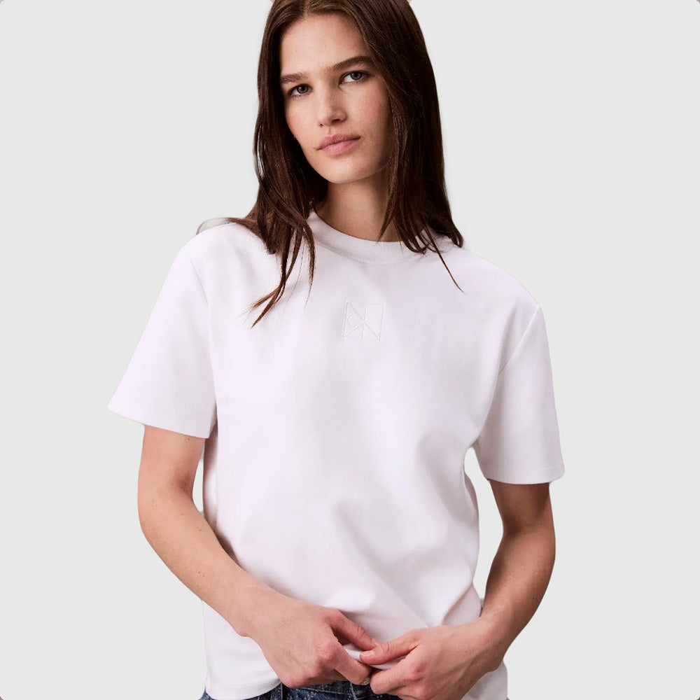 Calvin Klein  Lux Pima Emblem T-Shirt - White |ThirdBaseUrban
