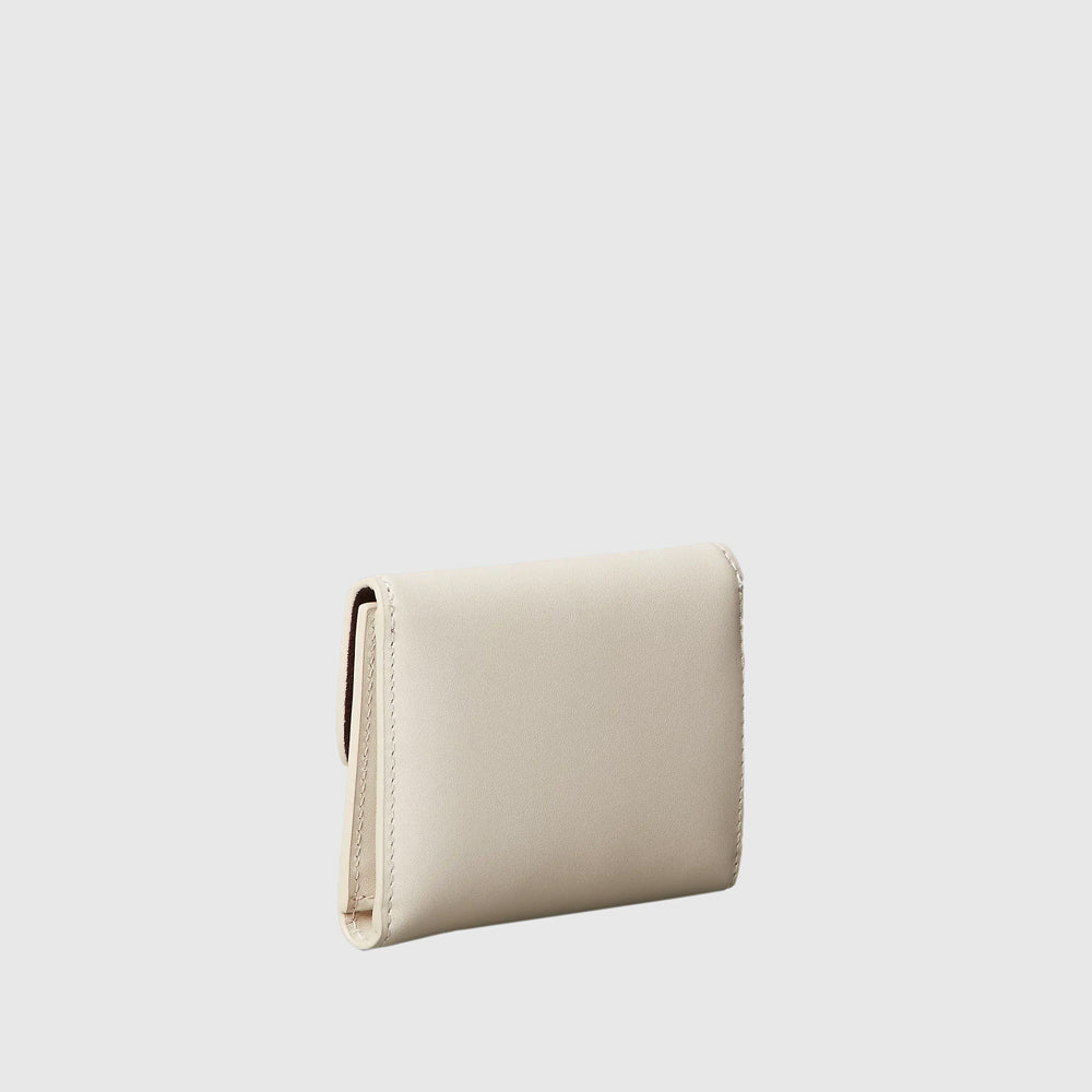 Stone Lock Leather Wallet - Beige