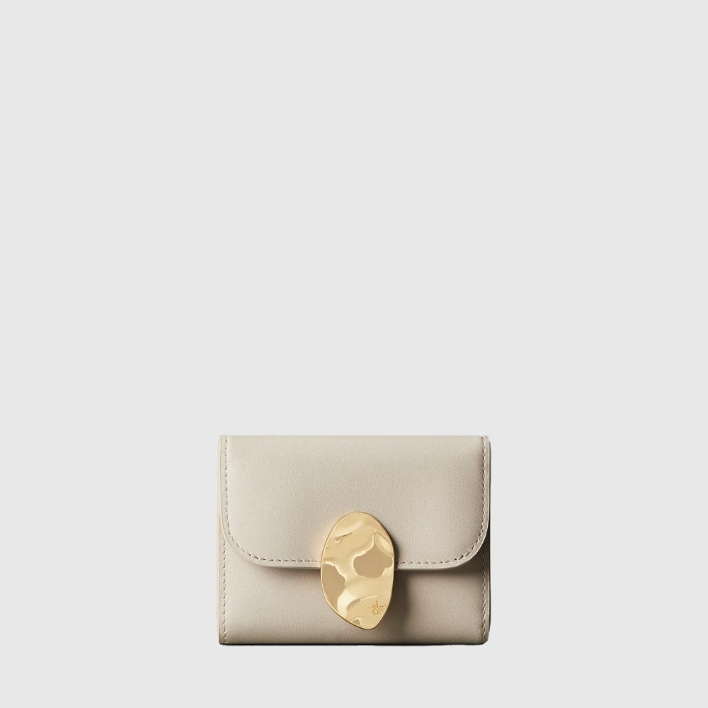 Calvin Klein Stone Lock Leather Wallet - Beige |ThirdBaseUrban