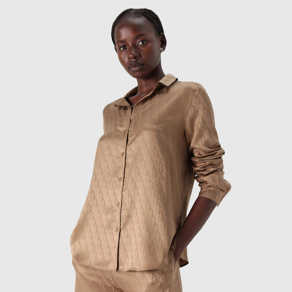 Calvin Klein Buttondown Pajama Top - Brown |ThirdBaseUrban