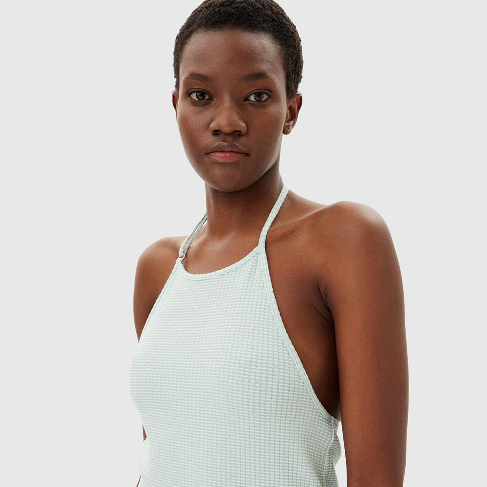Waffle Halterneck Dress - Jade