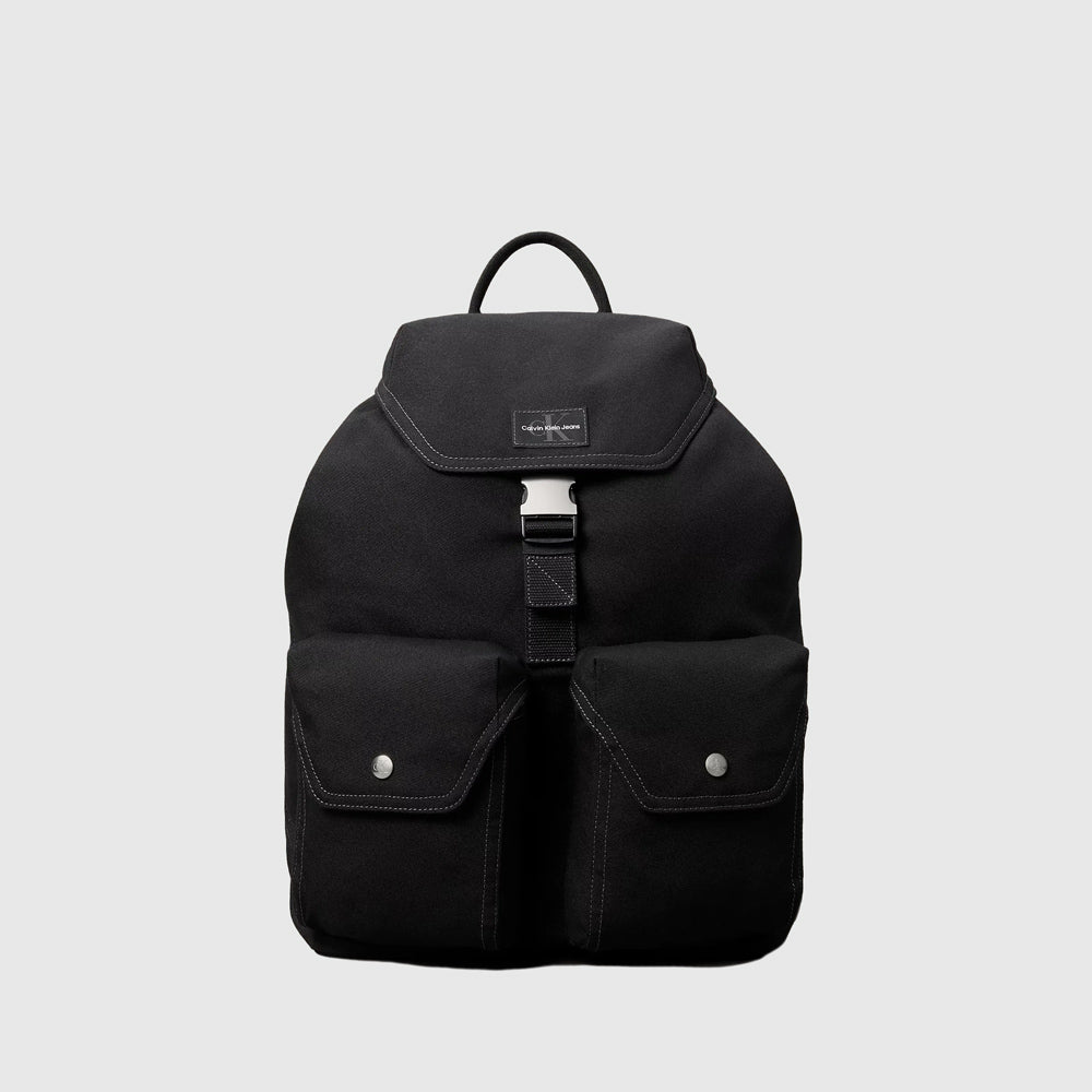 Calvin Klein Canvas Flap Backpack Black |ThirdBaseUrban