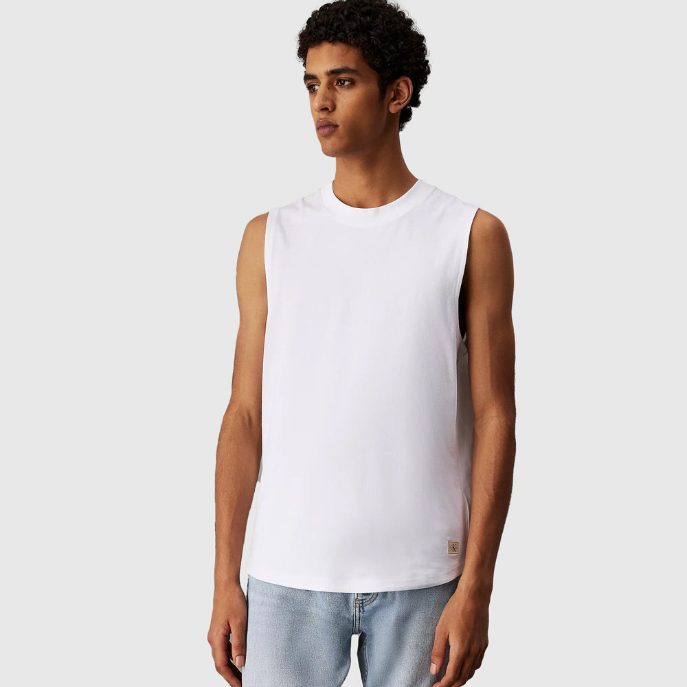 Calvin Klein Woven Label Tank Top - White |ThirdBaseUrban
