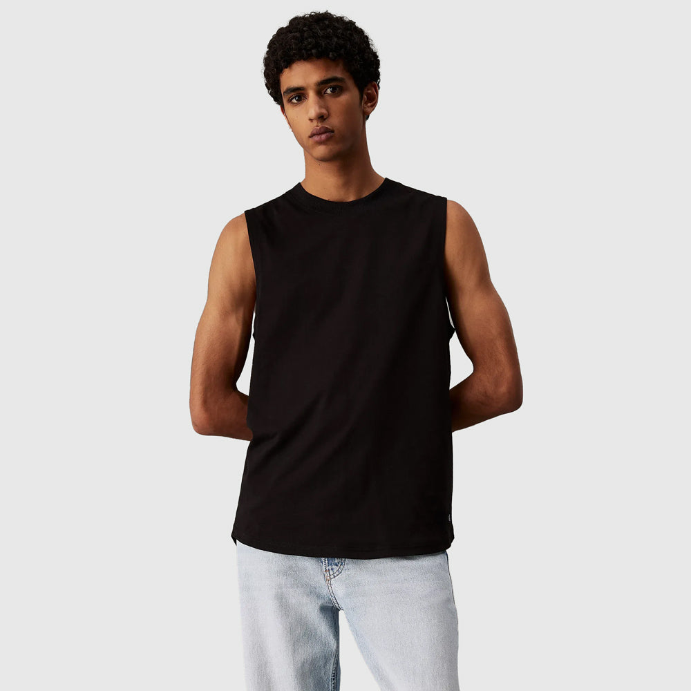 Calvin Klein Woven Label Tank Top - Black |ThirdBaseUrban