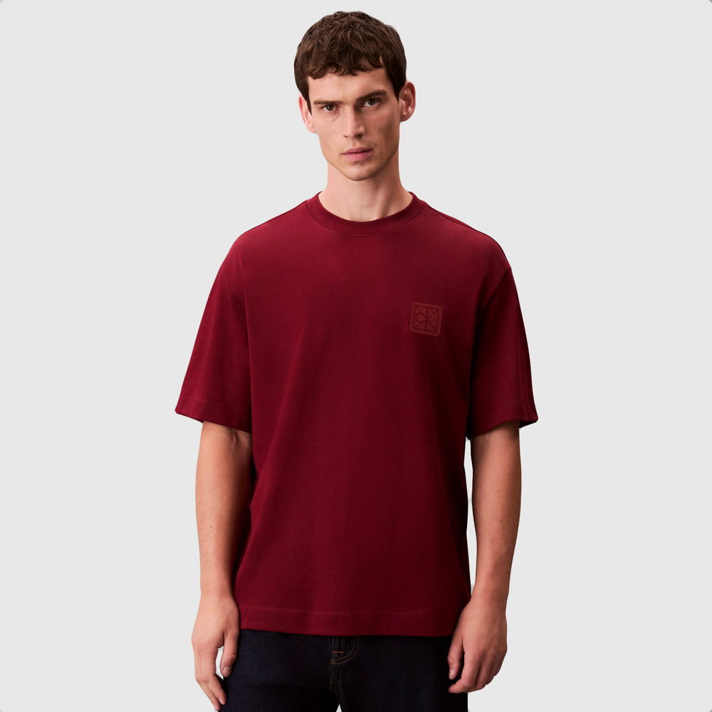 Calvin Klein Ck Emblem Patch T-Shirt - Red |ThirdBaseUrban