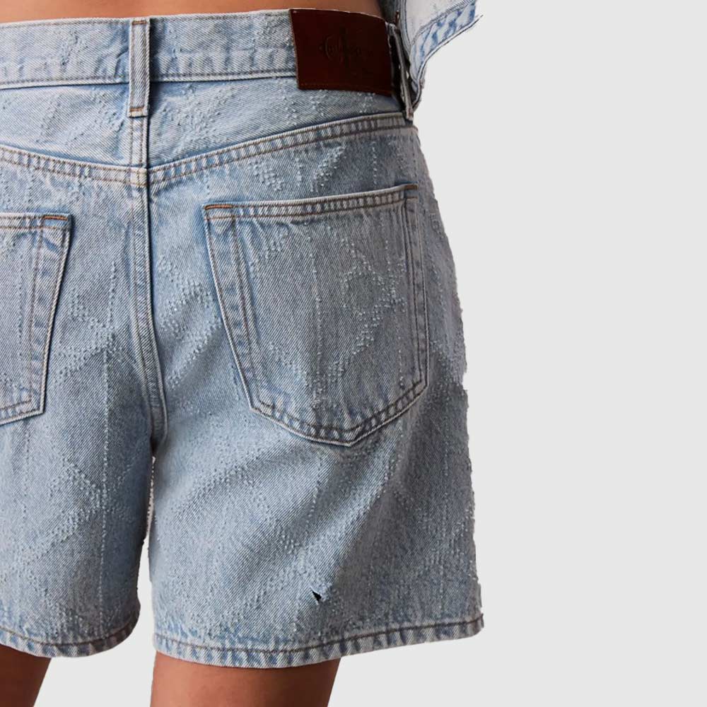 Needle-Punch Denim Shorts - Denim Light