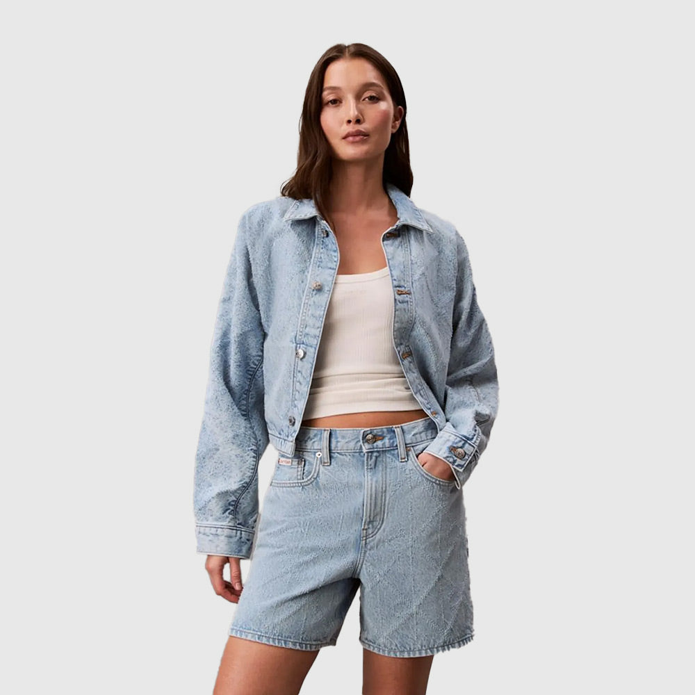 Needle-Punch Denim Shorts - Denim Light
