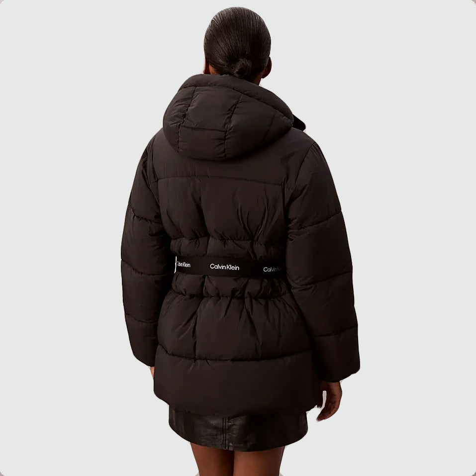 Belted Midweight Puffer - Black