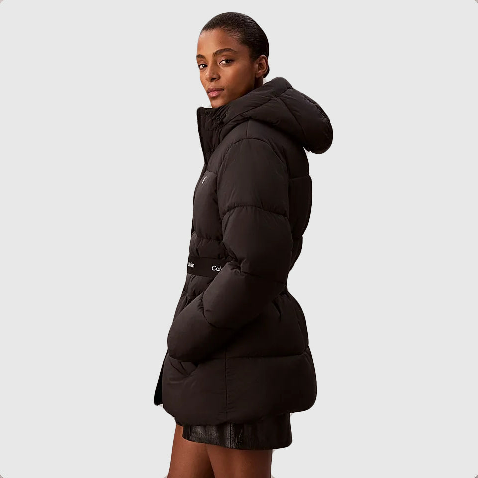 Belted Midweight Puffer - Black
