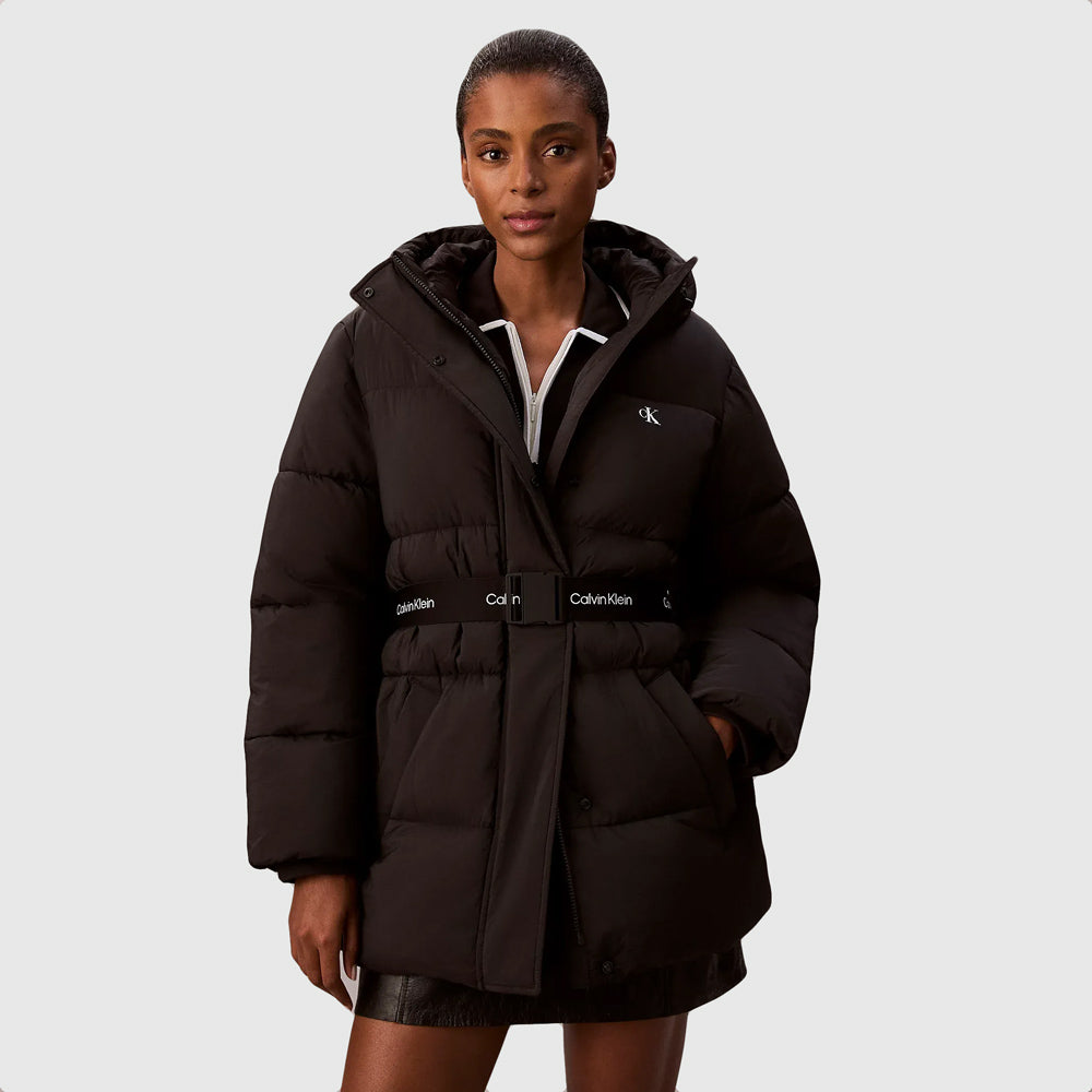 Calvin Klein Belted Midweight Puffer - Black |ThirdBaseUrban
