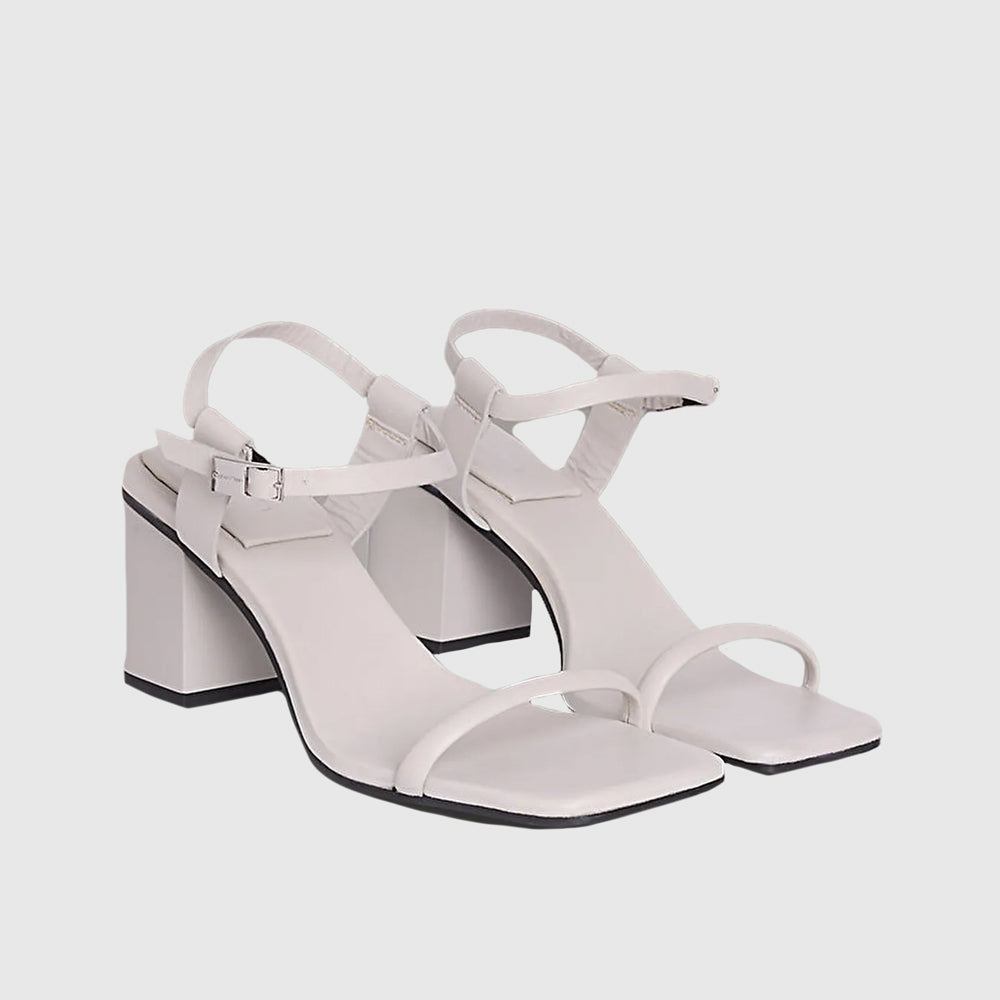 Block Heel Sandal  - Light Grey