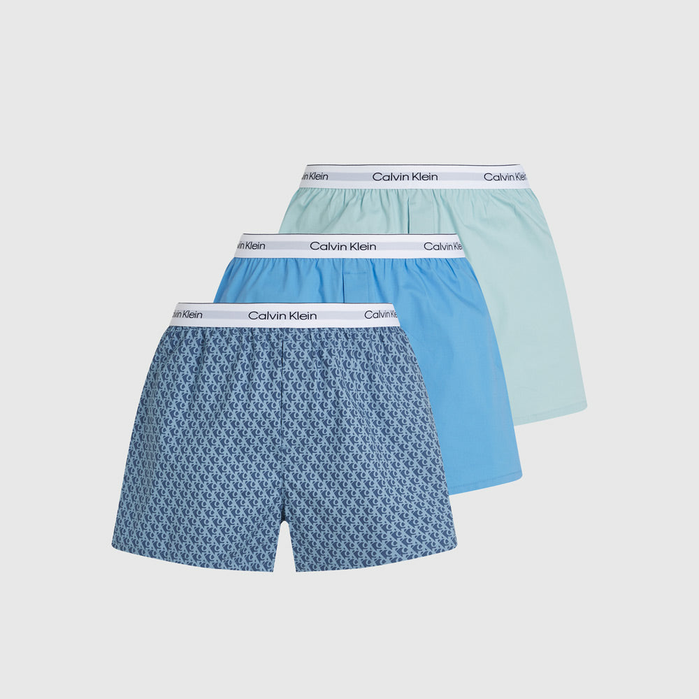 Calvin Klein 3 Pack Slim Boxers - Blue Multi |ThirdBaseUrban