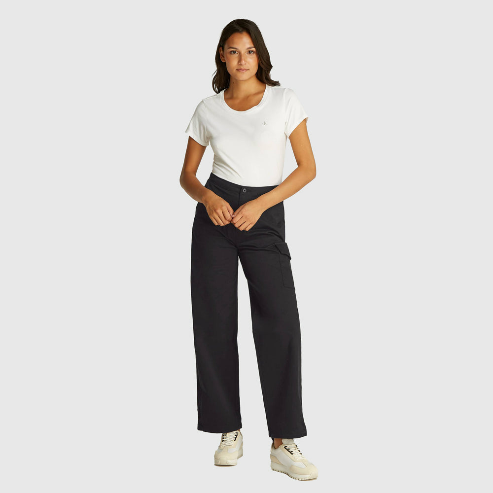 Brushed Cotton Cargo Pants - Black