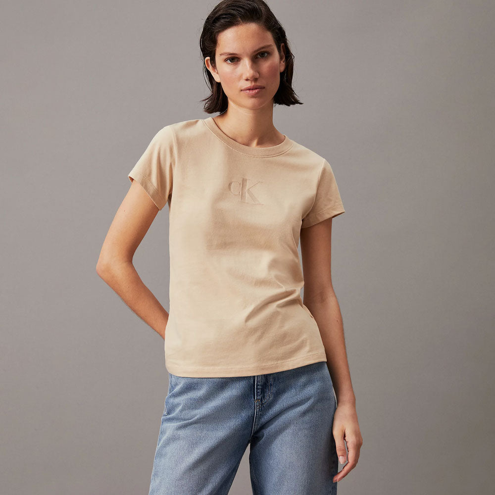 Calvin Klein Burn Out T-Shirt Khaki |ThirdBaseUrban