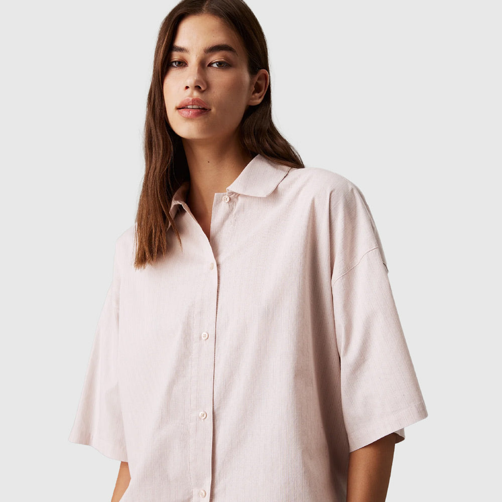 Button Down & Short PJ Set- Blush