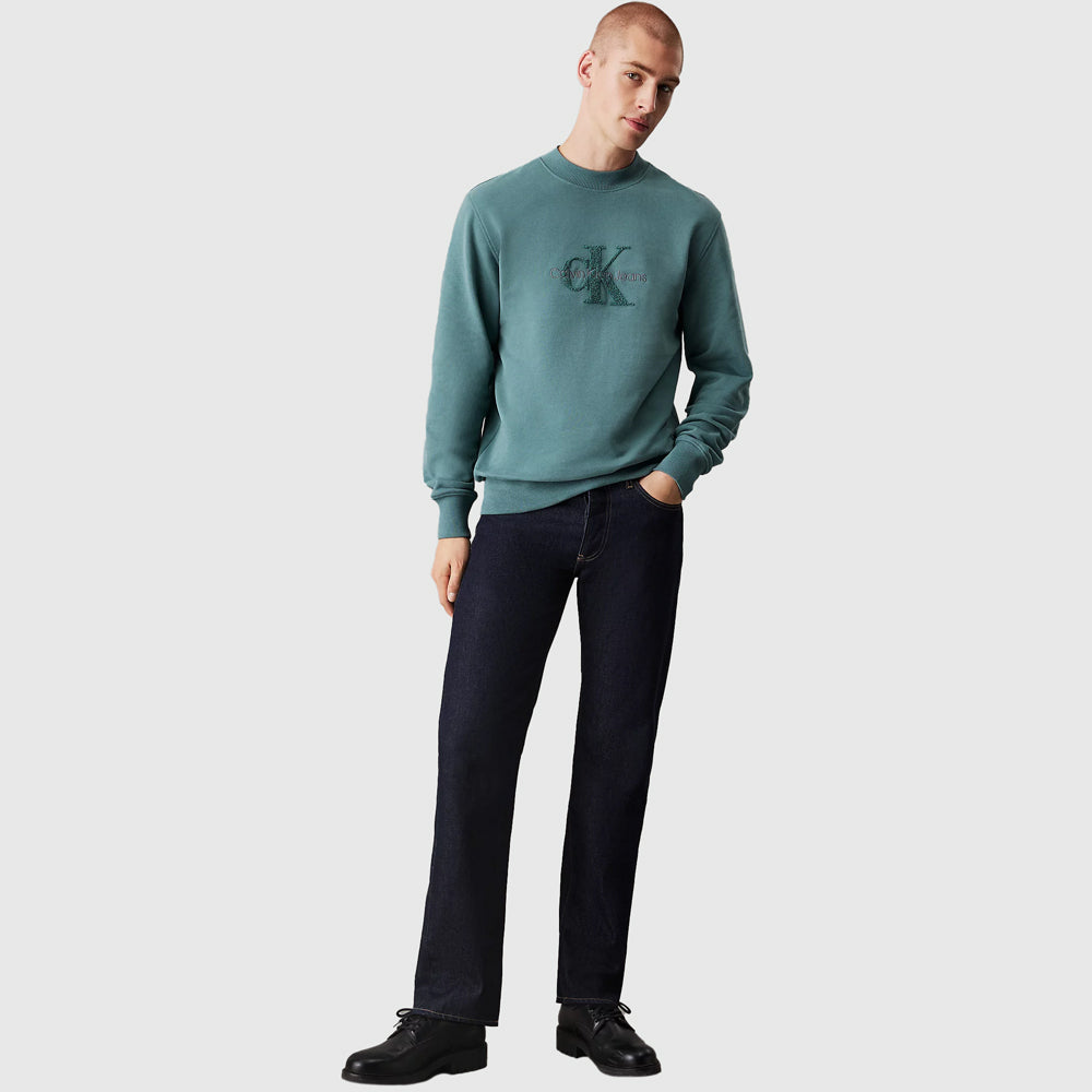 Chenille Crew Sweater- Teal