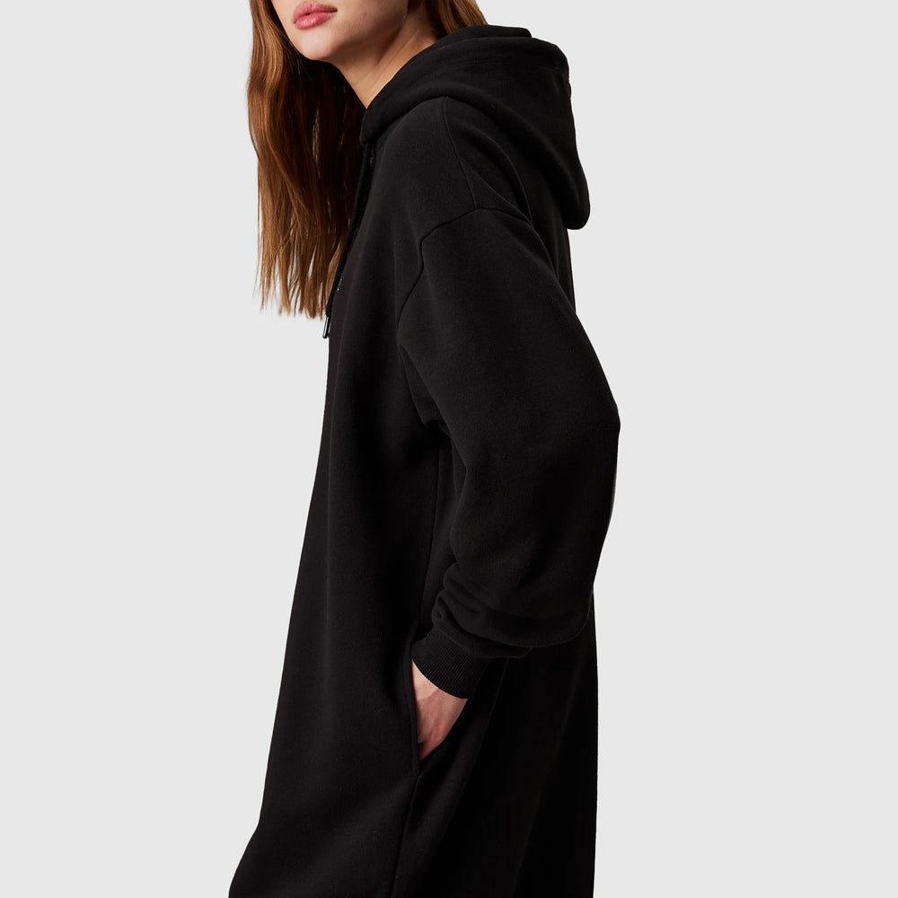 Chenille Hoodie Dress - Black