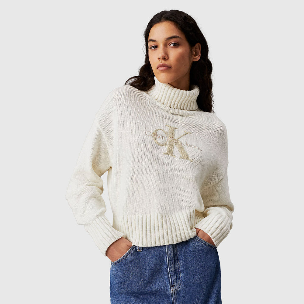 Calvin Klein Chenille Monologo Sweater - Offwhite |ThirdBaseUrban