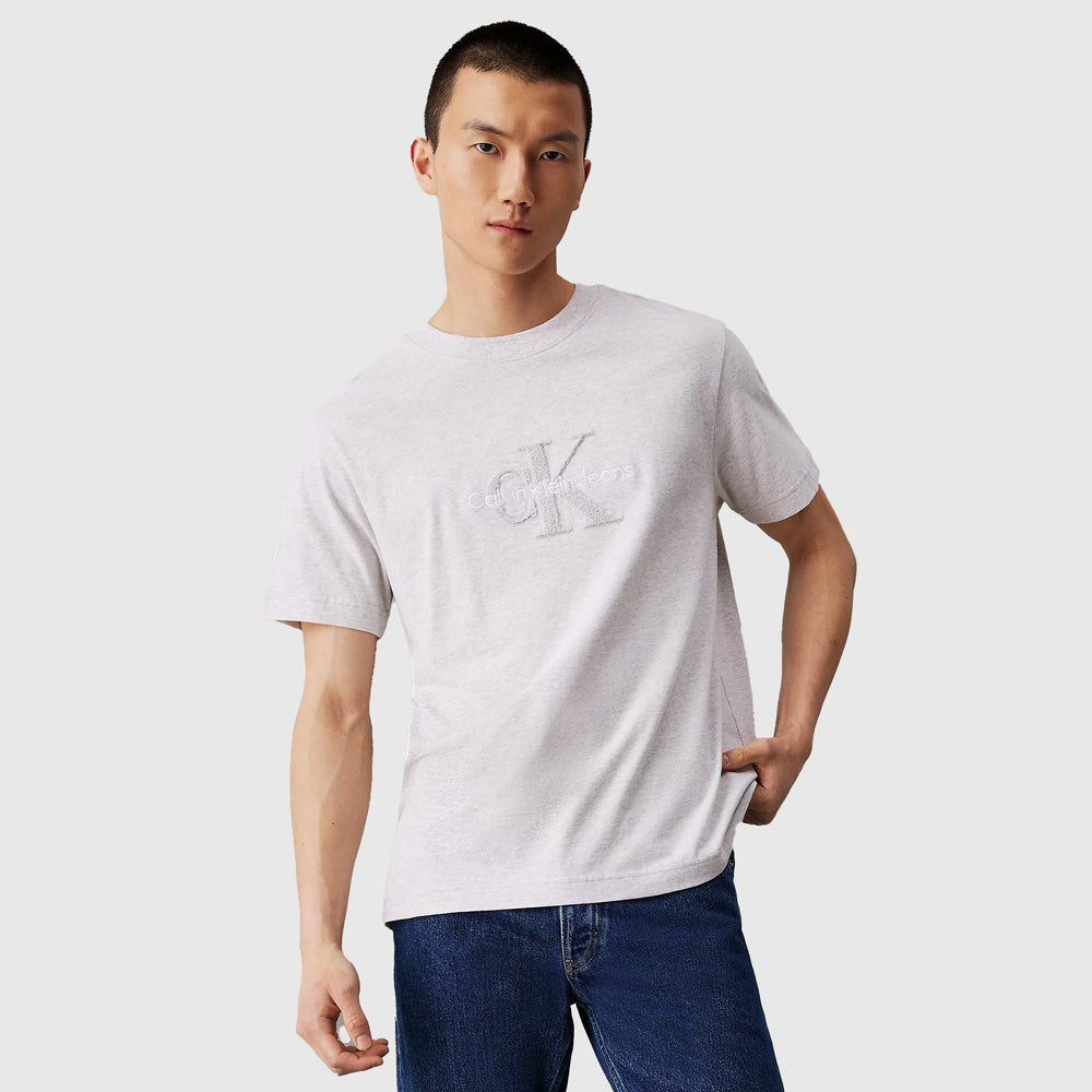 Calvin Klein Chenille Monologo T-Shirt - Grey Heather |ThirdBaseUrban