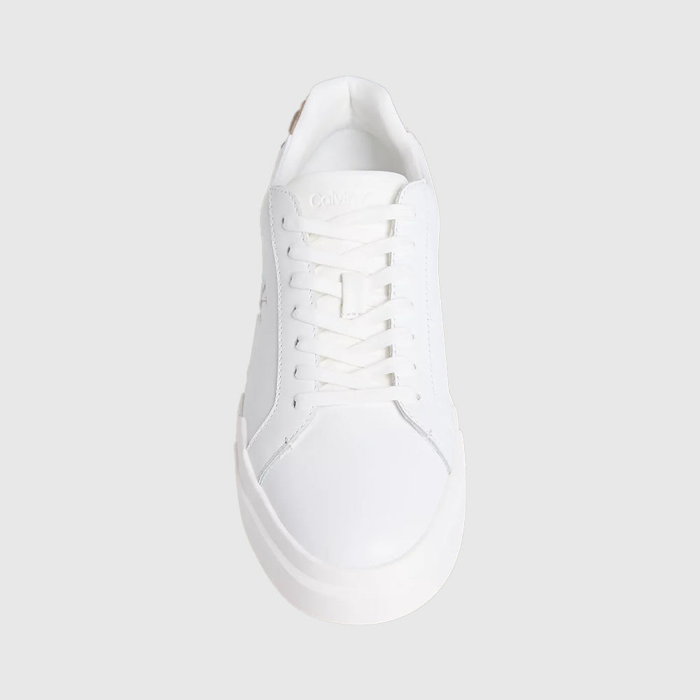 Chunky Cupsole Laceup Leather Sneaker - White Multi