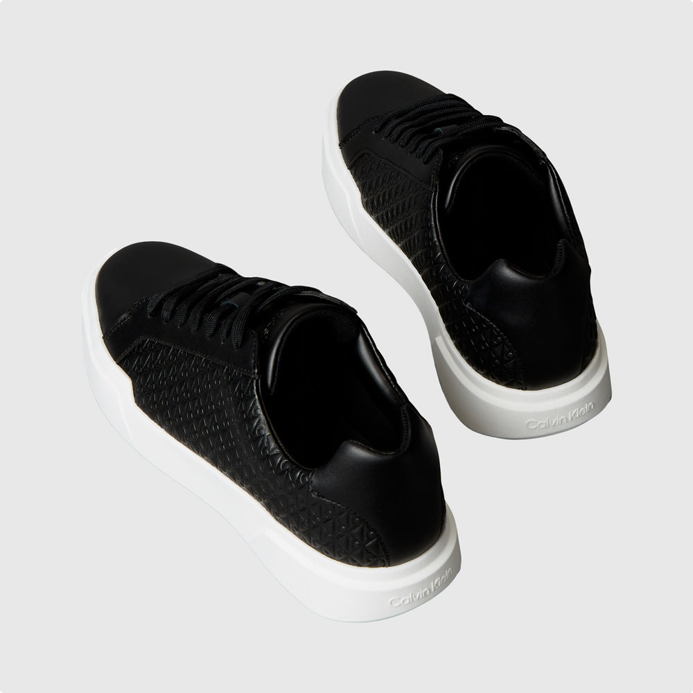 Chunky Cupsole Leather Aop Sneaker - Black