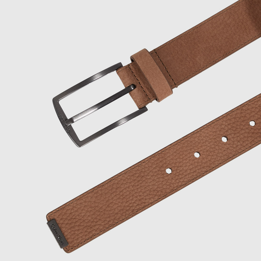 Calvin Klein Casual Elongated Nubuck Belt Brown |ThirdBaseUrban