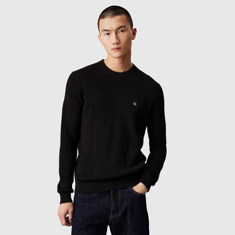 Calvin Klein CK Badge Sweater - Black |ThirdBaseUrban