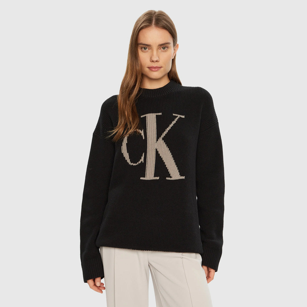 Calvin Klein Intarsia Sweater - Black |ThirdBaseUrban