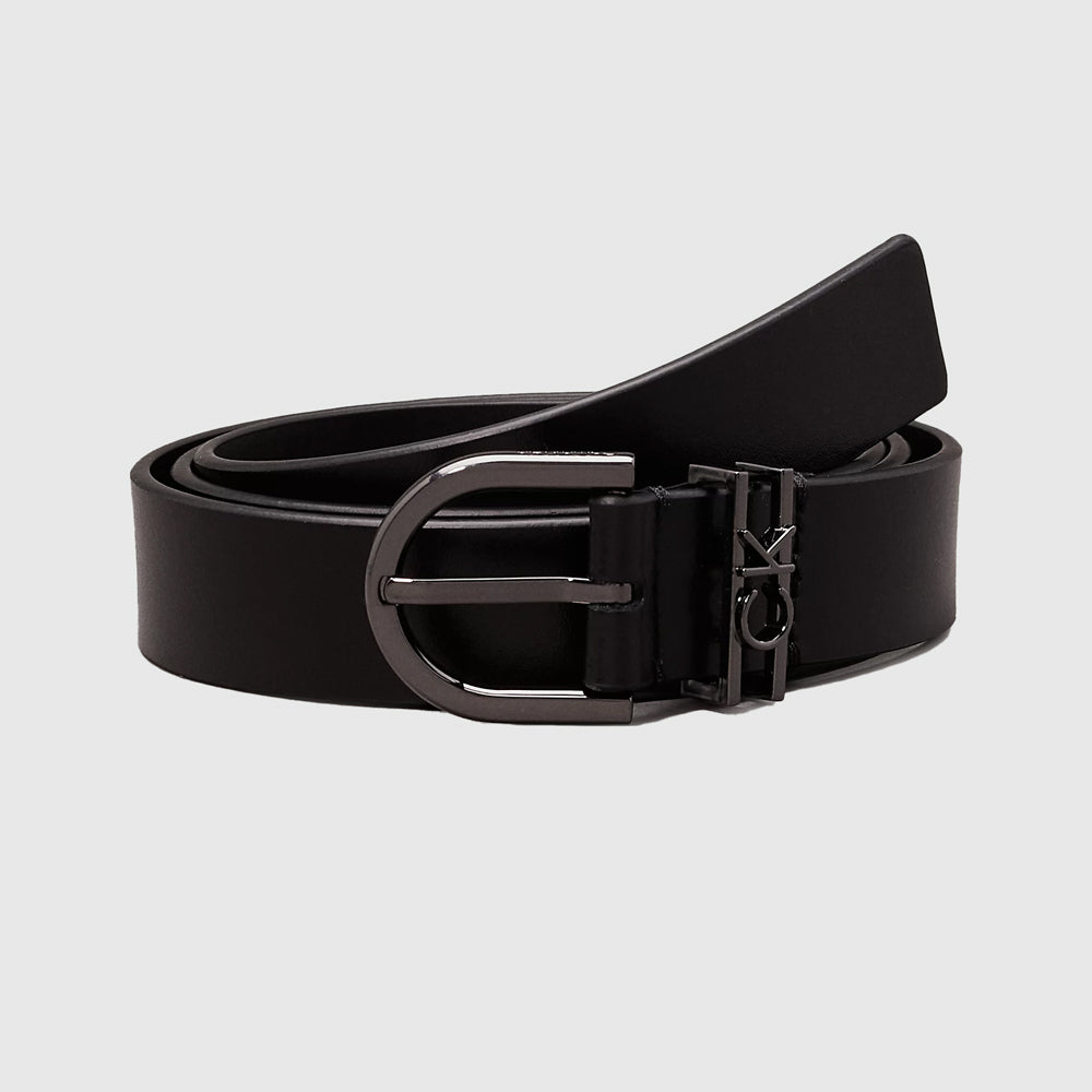 Calvin Klein Loop Round Buckle Belt 2.5Cm - Black |ThirdBaseUrban